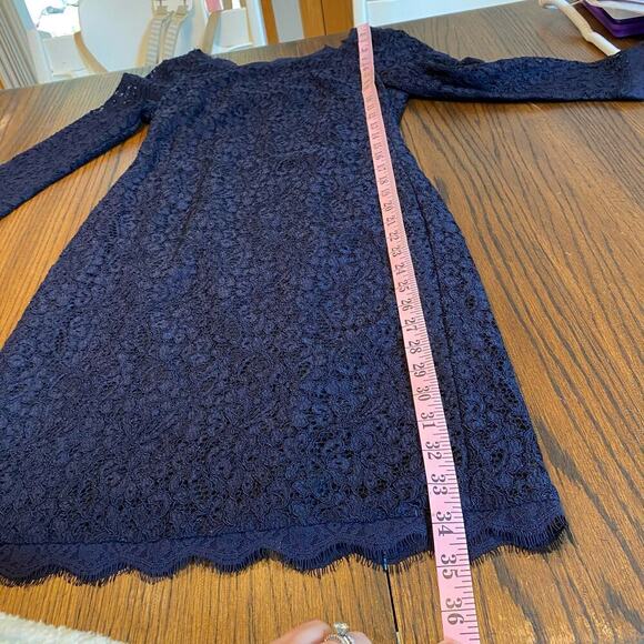 Adrianna Papell Lace Short Evening Cocktail Dress Elegant Navy Blue Women's sz 6 - Picture 14 of 15
